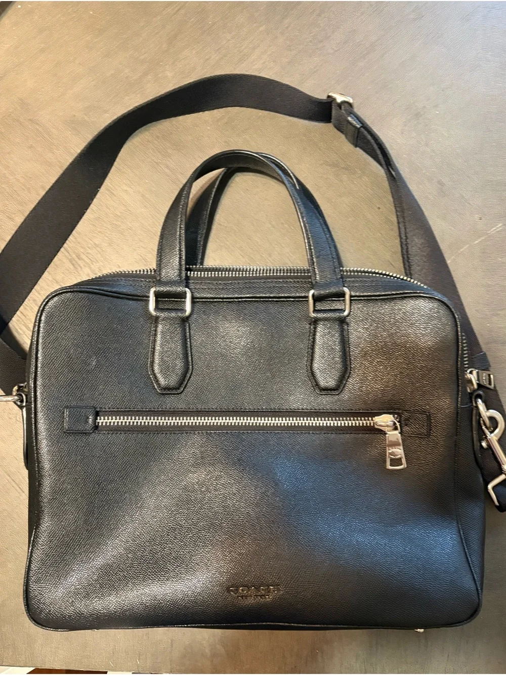 Coach Black Leather Laptop Brief with Detachable Strap. Like new condition.